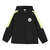 (GS) Skechers Basic Woven Hooded Jacket 'Black Green White' P423K022-0018