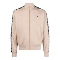 Men's Off-White SS22 Stripe Splicing High Collar Zipper Long Sleeves Version Khaki Jacket OMBD038S22FAB0016201CAMEL