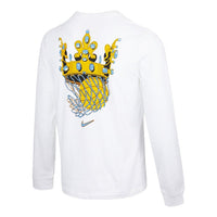 Men's Nike Lebron Sfg Basketball Sports Printing Round Neck Long Sleeves White T-Shirt DN2906-100