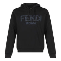 Men's FENDI Logo Embroidered Cotton Fleece Lined Solid Color Black FY0212ACN6F0QA1