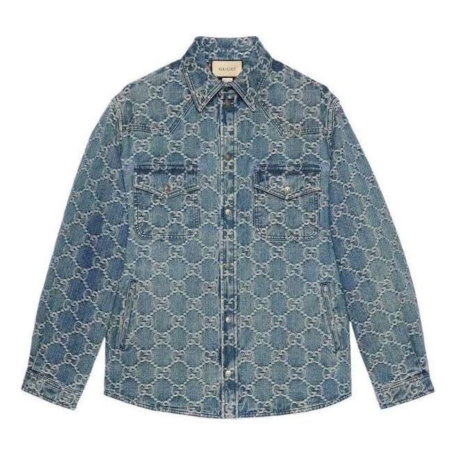 Gucci GG Jacquard Denim Shirt 'Blue White' 713911-XDB7H-4632