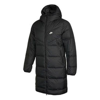 Nike Logo Mid-Length Sports Hooded Down Jacket Asia Sizing 'Black' DD6789-010