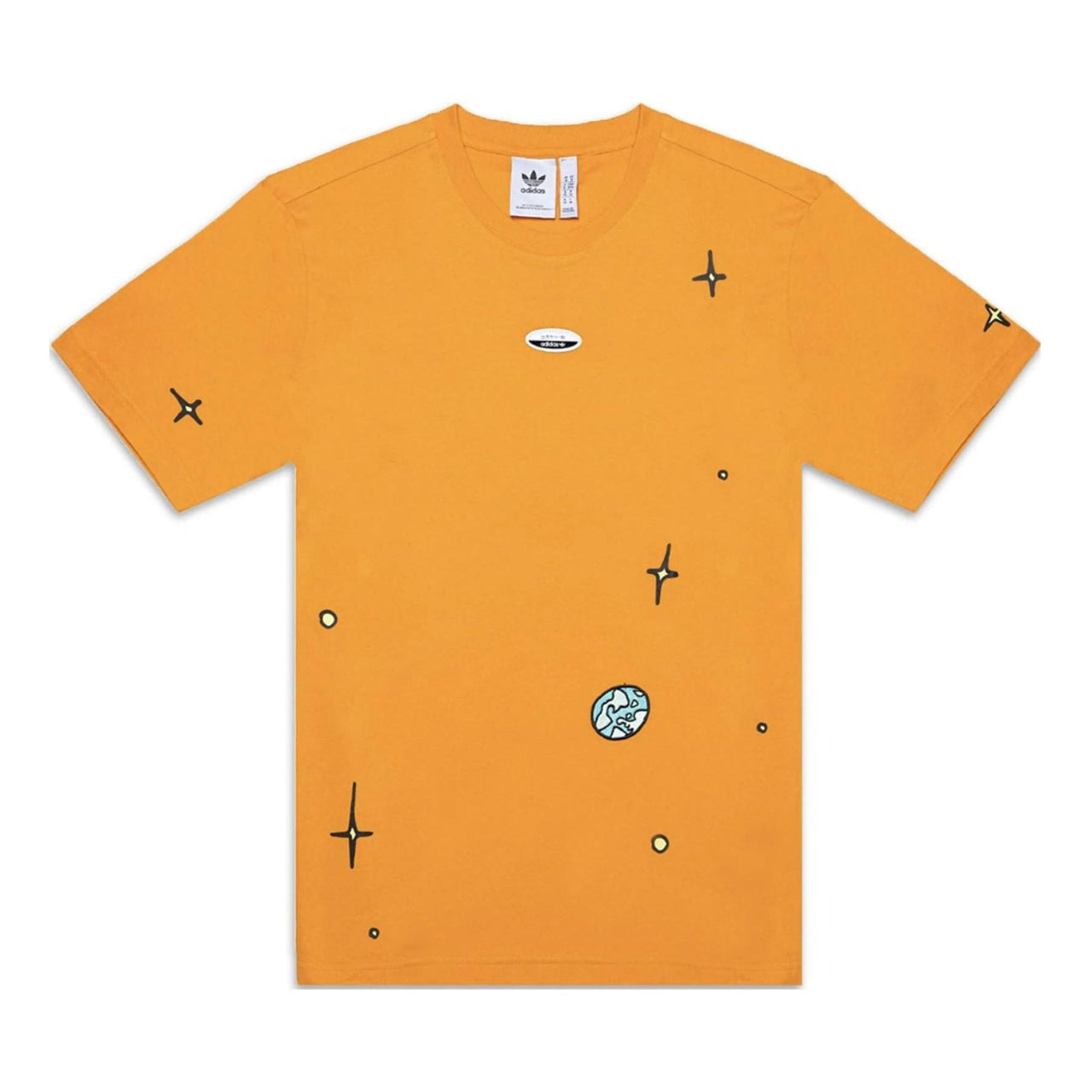 Men's adidas originals Cross Star Pattern Printing Short Sleeve Yellow T-Shirt HF2327