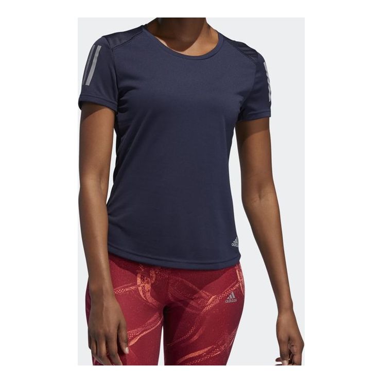(WMNS) adidas Own The Run Tee Reflective Printing Sports Short Sleeve Blue DZ2266