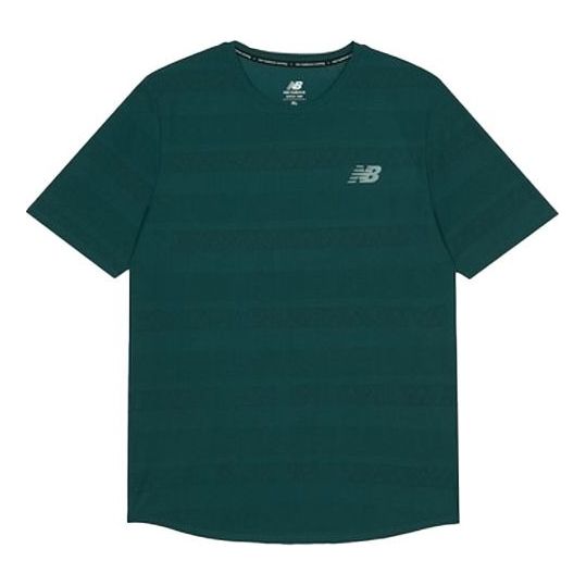 New Balance Men's New Balance Logo Printing Round Neck Pullover Sports Short Sleeve Green AMT13277-MTL