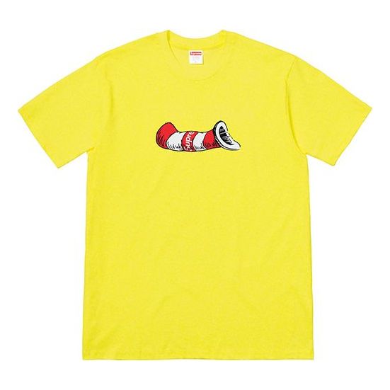 Supreme FW18 Cat in the Hat Tee Yellow Short Sleeve Unisex SUP-FW18-1201