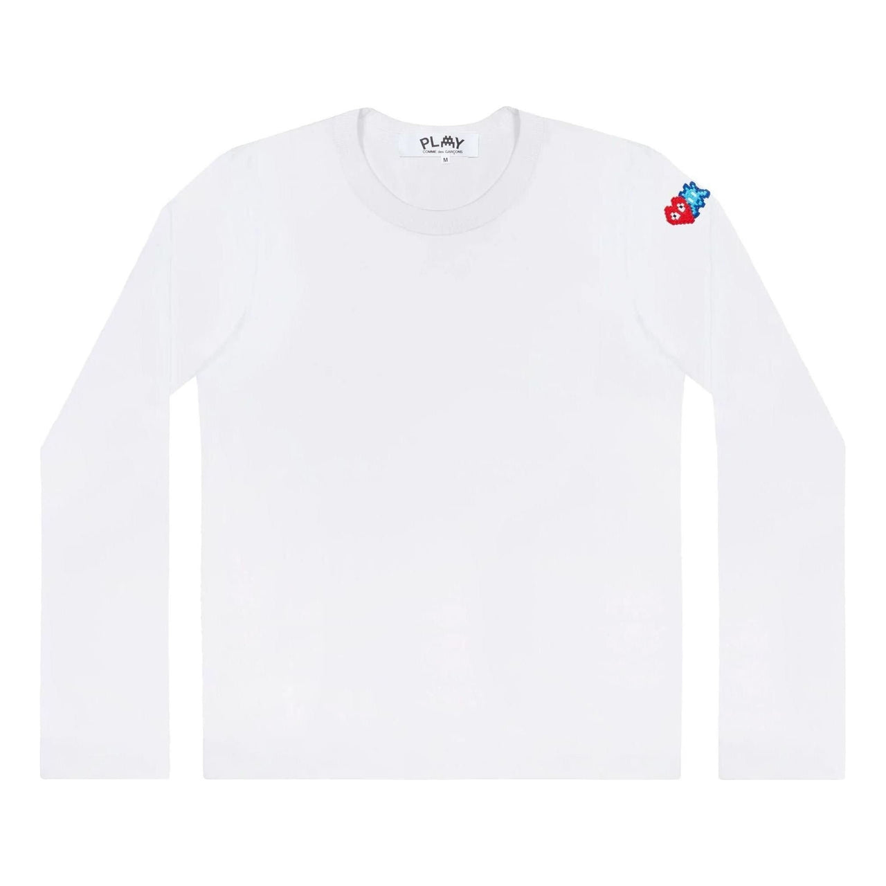 COMME des GARCONS PLAY SS25 x Invader Double Pixel Heart Long Sleeve T-Shirt 'White' AZ-T330-051-3