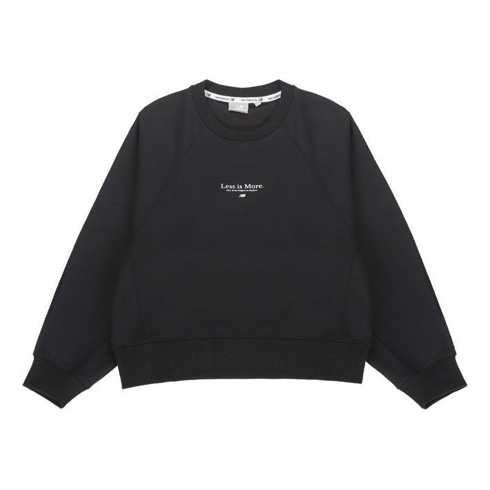 (WMNS) New Balance Casual Sports Alphabet Printing Pullover Round Neck Hoodie Black 5CC13022-BK