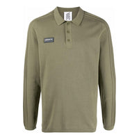 Men's adidas x SPEZIAL Meanwood Crossover Logo Label Solid Color Pullover Long Sleeves Green Polo Shirt H56671