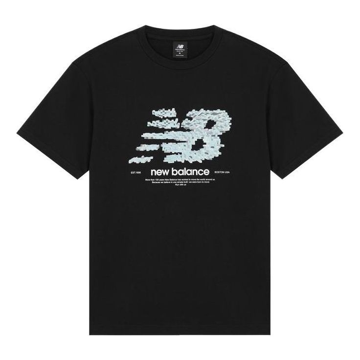 New Balance Logo Casual Tee Asia Sizing 'Black White' AMT22388-BK