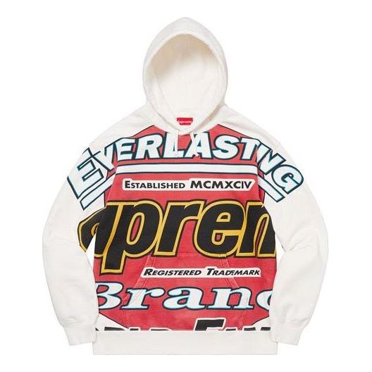 Supreme Everlasting Hooded Sweatshirt 'White Red Black' SUP-SS21-577