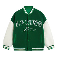 Li-Ning Logo Polar Fleece Baseball Jacket 'Green Beige' AFDSD31-4