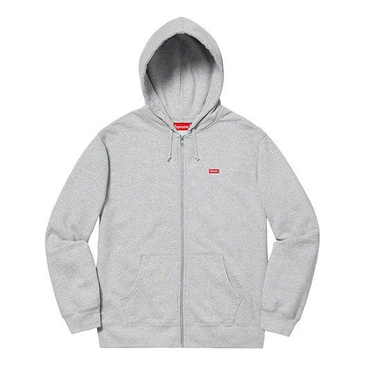 Supreme SS19 Small Box Zip Up Sweatshirt Chest Small Label Zipper Unisex Gray SUP-SS19-10552