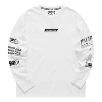 Men's FILA FUSION Alphabet Printing Sports Tennis Long Sleeves White T-Shirt T11M111201F-WT