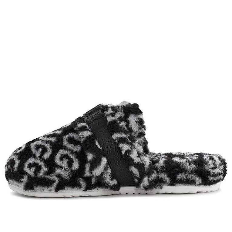 UGG Super Fluff Slipper 'Black White' 1120900-BWHT