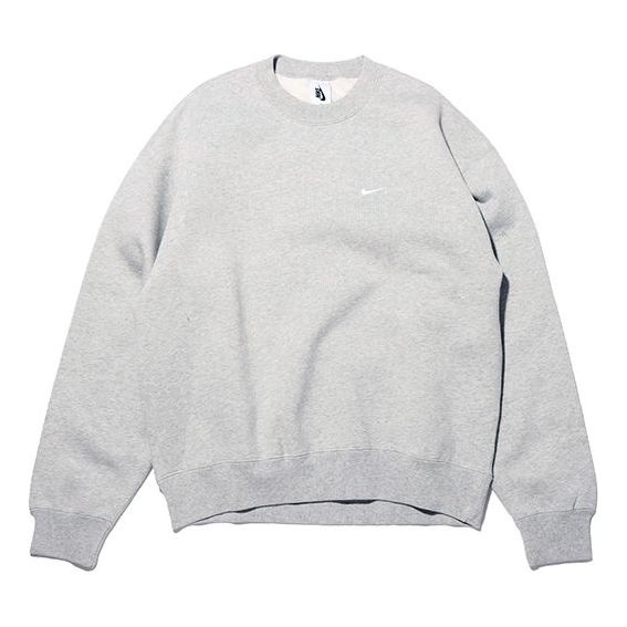 Nike Lab Fleece Crew Solid Color Stay Warm Sports Round Neck Pullover Gray DA0318-050