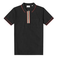 Men's Burberry Stripe Short Sleeve Polo Shirt Black 80333961