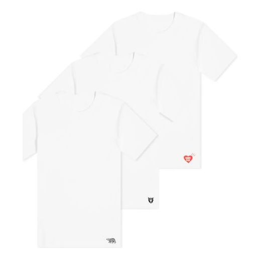 HUMAN MADE Round Neck Pullover Short Sleeve Unisex 3 White HM19CS023