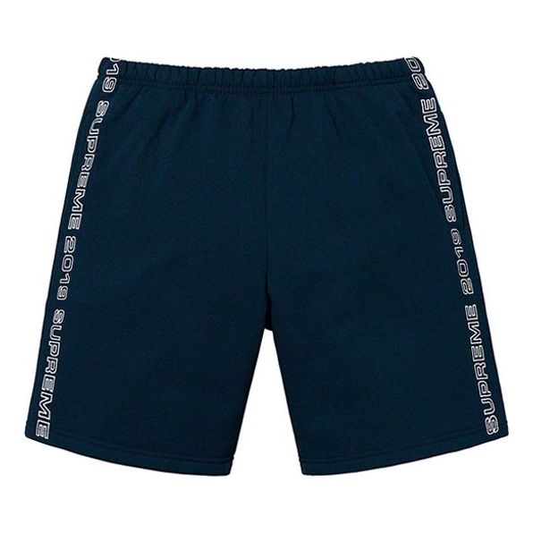 Supreme SS19 Topline Sweatshort Side Embroidered Logo Shorts Unisex Navy Blue SUP-SS19-10330