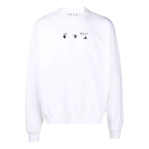 Men's Off-White FW21 Arrow Pattern Round Neck Pullover Loose Fit White OMBA054F21FLE0150184