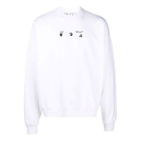 Men's Off-White FW21 Arrow Pattern Round Neck Pullover Loose Fit White OMBA054F21FLE0150184