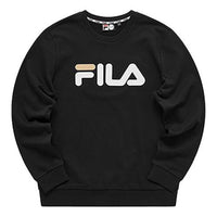 Fila FUSION Pattern Printing Round Neck Pullover Couple Style Black T11M113205F-BK