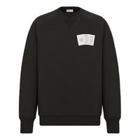 Men's DIOR x KENNY SCHARF Crossover FW21 Logo Embroidered Printing Patch Round Neck Pullover Black 143J684B0531-C988
