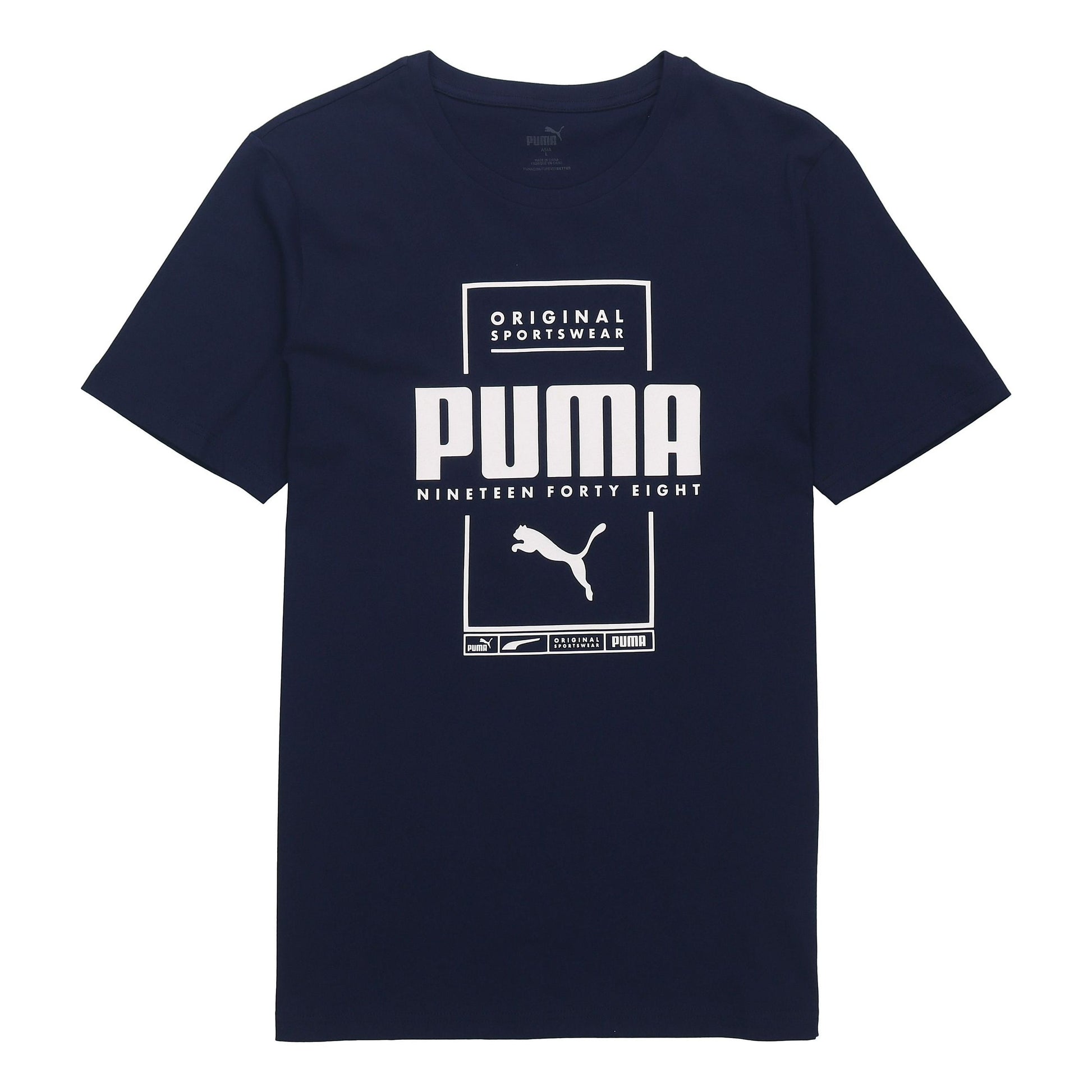 PUMA Casual Sports Printing Round Neck Short Sleeve Blue 586586-06