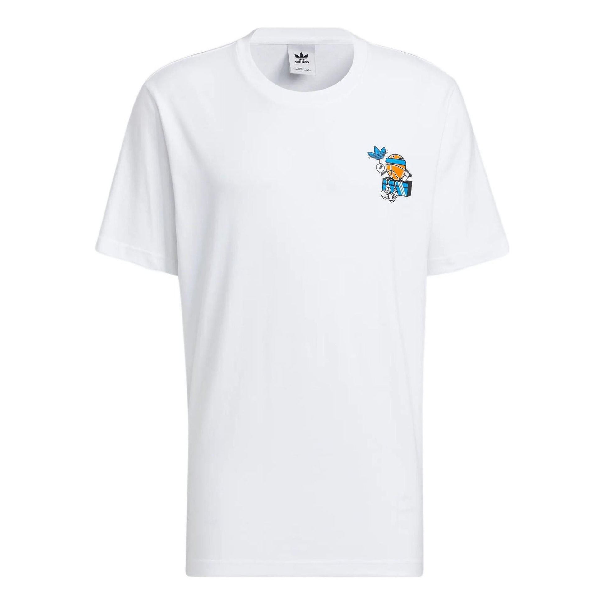 adidas originals Cartoon Alphabet Pattern Round Neck Casual Short Sleeve White H49570