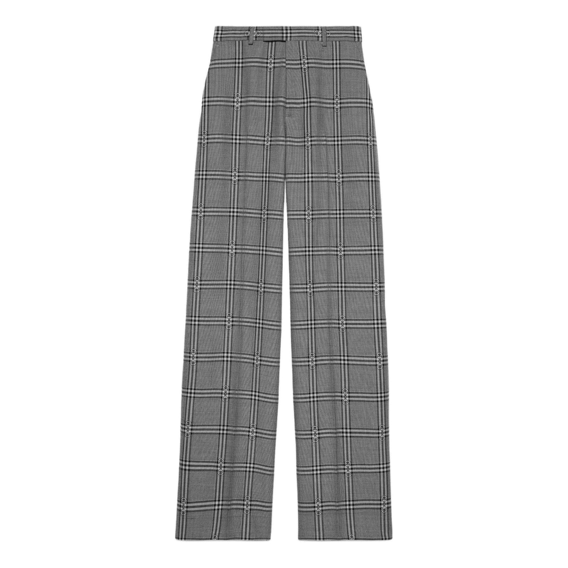 Gucci Horsebit Check Wool Pants 'Grey Black' 769504-ZAOPD-1016