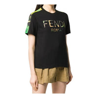 FENDI Multicolor Alphabet Printing Short Sleeve Black FS7285-AC3C-F0GM