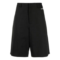 Men's Off-White FW22 Solid Color Pattern Printing Straight Shorts Black OMCB071C99FAB0011001