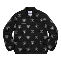 Supreme SS19 x NFL x Raiders x 47 Embroidered Harrington Jacket Crossover Full Print Logo Unisex Black SUP-SS19-863