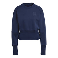 (WMNS) adidas x Karlie Kloss Crossover Sweat Crew Solid Color Splicing Sports Pullover Hoodless Hoodie Blue HB1435