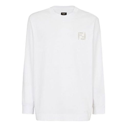 Men's FENDI SS21 Solid Color Long Sleeves White FY1078A6P1F0QA0