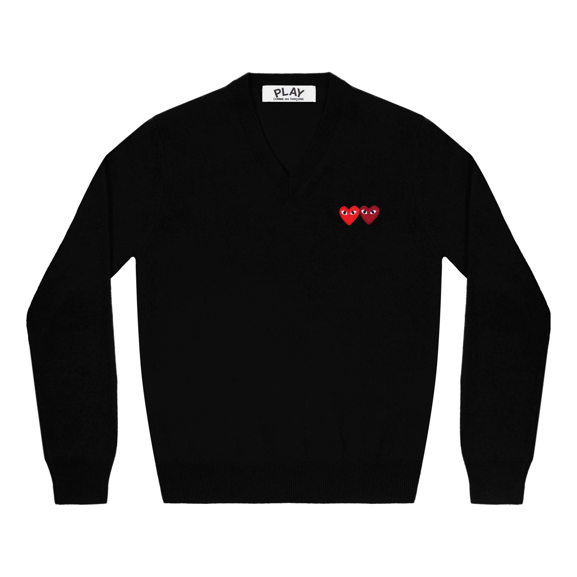 (WMNS) COMME des GARCONS PLAY V-Neck Pullover Two Emblems 'Black' AZ-N055-051-1