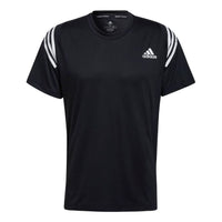 Men's adidas Stripe Logo Training Short Sleeve Japanese Version Black T-Shirt HC2761