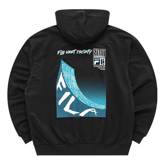 Men's FILA FUSION Skateboard Subject Printing Sports Loose Dark Black T11M133204F-BK