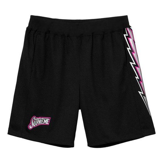 Supreme SS18 Bolt Basketball Short Black Mesh Flash Sports Shorts Unisex SUP-SS18-407