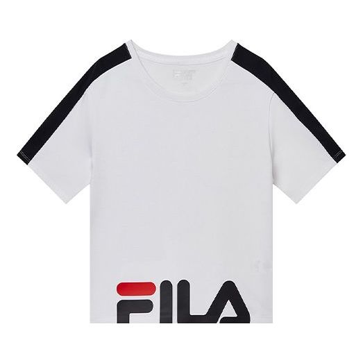 (WMNS) FILA Alphabet Logo Printing Sports Round Neck Short Sleeve White F11W928115F-WT