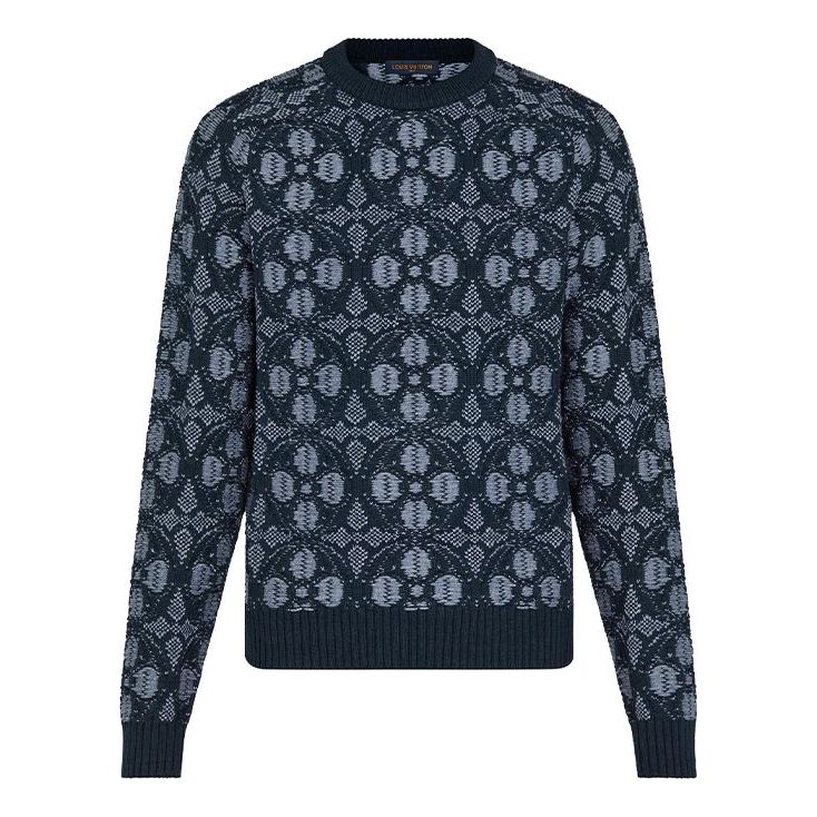 LOUIS VUITTON LV Floral Jacquard Crewneck Sweatshirt For Men Blue 1A89YG