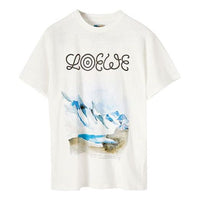 Men's LOEWE White Snow Mountain Printing Short Sleeve White H6299983PC-2100