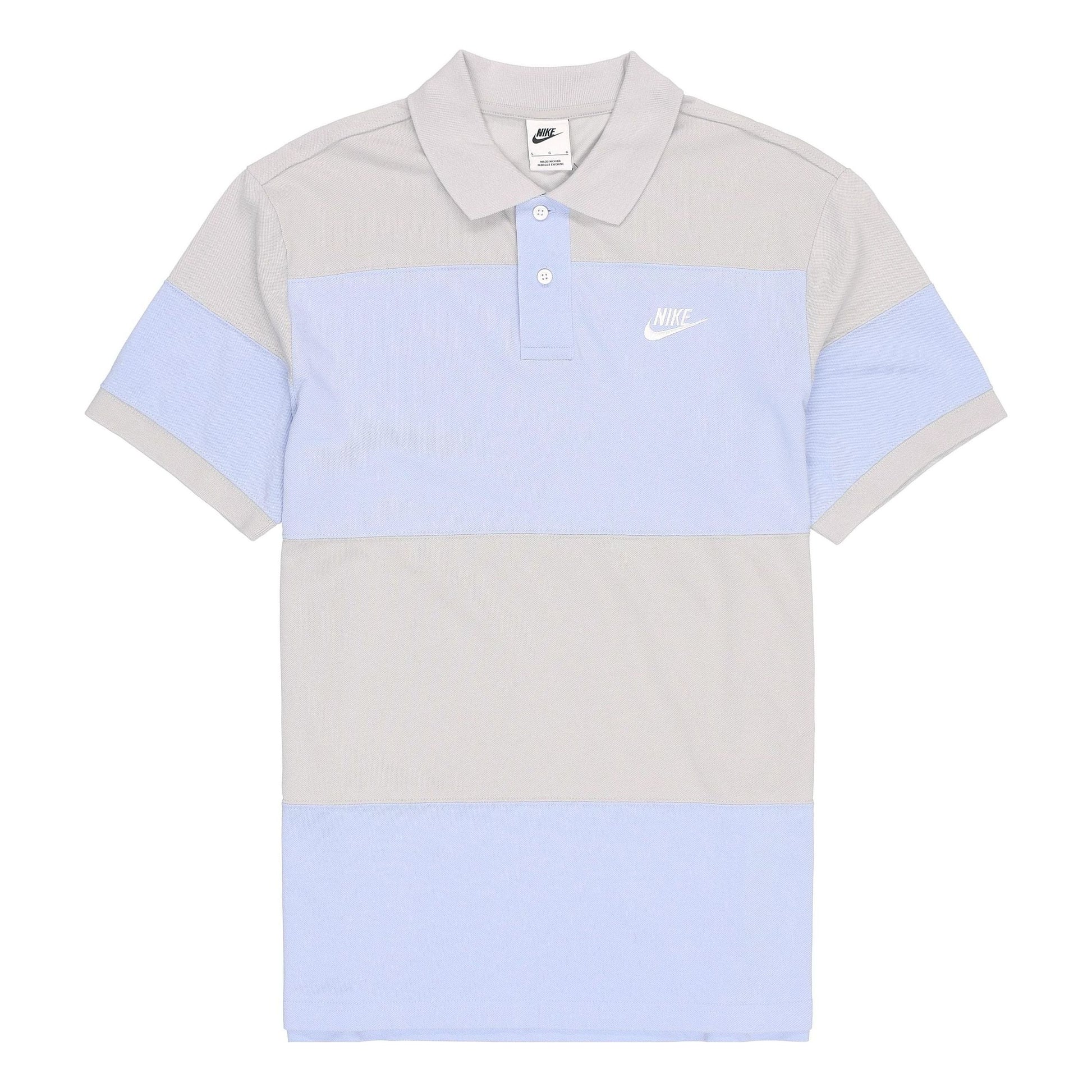 Men's Nike Sportswear Sport Essential Logo Colorblock Casual Short Sleeve Light Sea Blue Polo Shirt DM6951-097