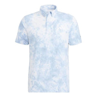 Men's adidas Tie Dye Printing Casual Full Print Short Sleeve Japanese Version Light Blue Polo Shirt HA0197