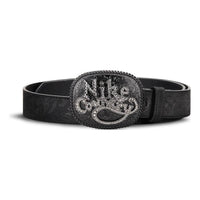 Nike Country Rhinestone Plaque Buckle Embossed Leather Belt 'Black' 18052-001