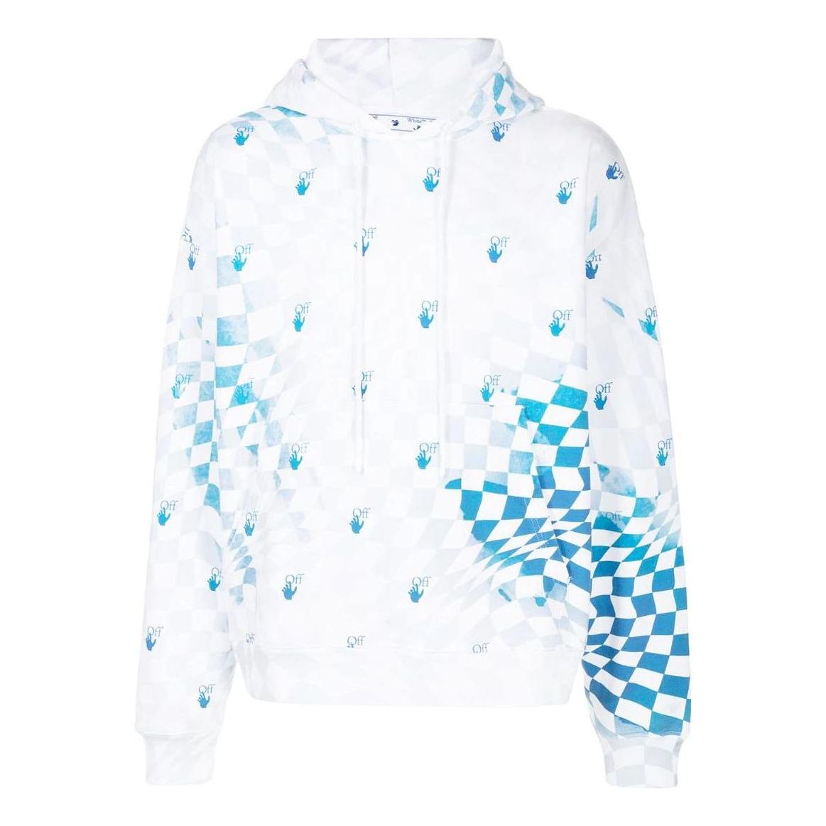 Men's Off-White SS22 Grid Logo Printing Pullover Version Blue White OMBB085G21FLE0030145
