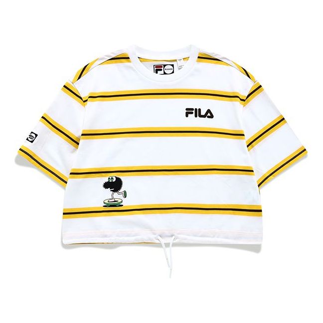 FILA FUSION x Jeremyville Crossover Stripe Loose Short Sleeve Orange White Stripe T11W139103F-WT