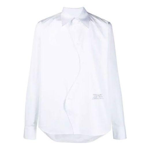 Off-White SS21 Solid Color Casual Cozy Long Sleeves Shirt Loose Fit White OMGA179S21FAB0010110