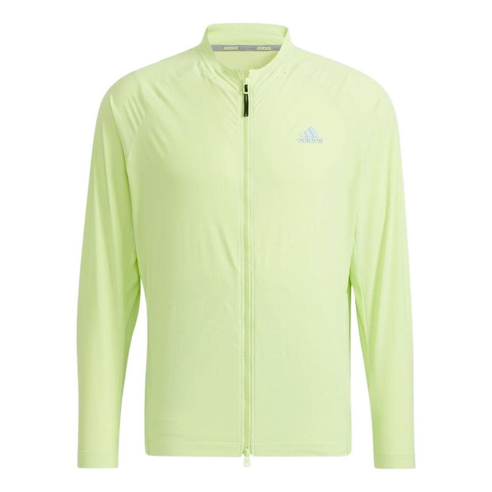 Men's adidas Solid Color Zipper Stand Collar Brand Logo Jacket Japanese Version Green HB3647