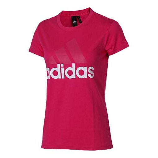 (WMNS) adidas Classic Large logo Printing Short Sleeve Rose Red CZ5773